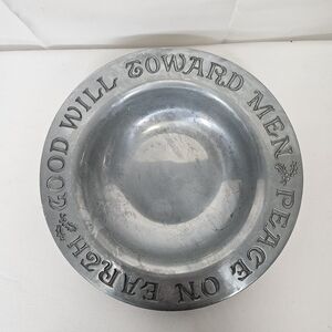 Vintage Pewter Teleflora Collector Bowl Decorative Bowl with Engraving